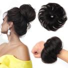 Extensão de coque de cabelo FGZJMAE Wavy Tousled 1B Natural Black