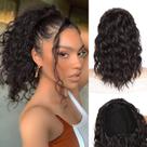 Extensão de rabo de cavalo QGZ Curly 35 cm sintético marrom escuro