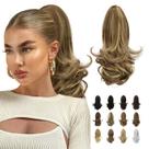 Extensão de rabo de cavalo Sofeiyan Long Curly Synthetic Ash Brown