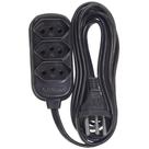 Extensao Elétrica 10 M Tripolar Preta 3 Tomadas 2P+T Fiolux