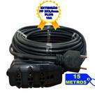 Extensão Elétrica 15 Metros Cabo PP 2x2,5mm Padrão Novo / Antigo Tomada com 10A e 20A Com Plug 10A