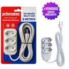 Extensão Elétrica 3 Tomadas Multiuso 3 Metros 10A 250V Cabo Reforçado Padrão Brasileiro