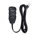 Extensão Elétrica 3 Tomadas Tripolares Bivolt 10A Cabo 3 X 0,75mm 1 Metro Preto - Force Line