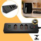 Extensão Elétrica 4000W 20A com USB e USBC, Régua de Energia com 3 Tomadas Padrão Brasileiro, 2 USBA 1 Tipo C, Cabo 1,8m, INMETRO