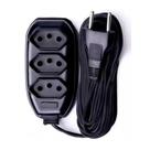 Extensão Elétrica 5 Metros 3 Tomadas Bivolt Preta Pp/pvc