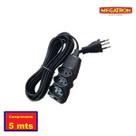 Extensão Elétrica 5m Preta 2P+T Cabo PP 10A Megatron