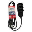 Extensao Eletrica Cabo PP 3x0,75x 1,3m 2P+T 10A DN1790 3 Tomadas - Daneva