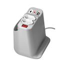 Extensão Elétrica de Mesa OCTOO, com 2 Tomadas, USB e USB-C, Apoio para Celular e Porta Objetos, Prata - 10071