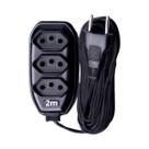 Extensão Elétrica de tomada Tripolar Preto 10A Bivolt