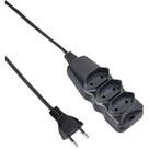 Extensao Eletrica Tripolar 3Entradas 3Mts. Preta