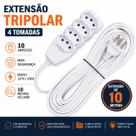 Extensão Elétrica Tripolar Bivolt 4 Tomadas 10 Amperes 10 Metros Branca Extensão Elétrica Tripolar Bivolt 4 Tomadas 10 Amperes 10 Metros Branca