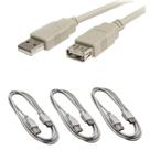 Extensão Extensor Cabo USB 2.0 High Speed 3 Metros Kit 3 Un Extensão Extensor Cabo USB 2.0 High Speed 3 Metros Kit 3 Un