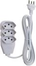 Extensao Force Line 3 Tomadas Slim Tripolar 10A 250V Branco