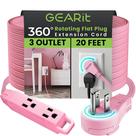 Extensão GEARit 6m 3 Tomadas Plugue Giratório 360 Rosa