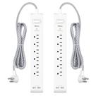 Extensão Mifaso com 6 Tomadas e 2 USB - Pacote com 2 Unidades e Cabo de 12 Pés