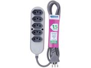 Extensao Quintupla 2P+T 10A 1,5m Cinza 57504029 Tramontina