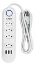 Extensão Régua de Tomada Energia 4 Tomadas 3 USB Carregador de Celular Cabo de 2 metros Bivolt 110v 220v 2500W 10A