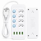 Extensão Régua Elétrica Cabo 2 Metros, 4 Botão Power Liga/Desliga, 4 Tomadas, 4 USB, Filtro de Linha Extensão Régua Elétrica Cabo 2 Metros, 4 Botão Power Liga/Desliga, 4 Tomadas, 4 USB, Filtro de Linha