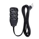 Extensão Slim 3 Tomadas Tripolar Bivolt 3 Metros Preto - Force Line