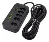 Extensão Tomada, 5 Tomadas, 4 Interfaces USB, 1 Porta USB TipoC, Cabo de Alimentação de 5 Metros