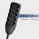 Extensão Tripolar em Barra 5 Metros 5 Tomadas Preto 10 Amperes Forceline Extensão Tripolar em Barra 5 Metros 5 Tomadas Preto 10 Amperes Forceline