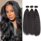 Extensões de cabelo ALLRUN Kinky Straight 3 Bundles 16 18 20