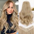 Extensões de cabelo ALXNAN Long Wavy Clip em marrom claro de 50 cm