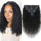 Extensões de cabelo Cecycocy Curly Clip em 120 g, 100% cabelo humano
