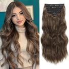 Extensões de cabelo Clip in AMGPT 6PCS Long Wavy Curly 50cm