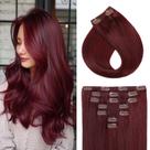 Extensões de cabelo Clip In YILITE Red Human Hair 40cm 70g