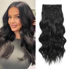 Extensões de cabelo: clipe sintético Fliace em preto, 20 polegadas, 6 unidades Extensões de cabelo: clipe sintético Fliace em preto, 20 polegadas, 6 unidades