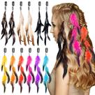 Extensões de cabelo de penas Geyoga para mulheres, 12 peças com clipe