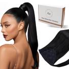 Extensões de cabelo de rabo de cavalo Hetto Real Human Hair Jet Black 14 polegadas