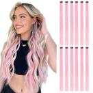 Extensões de cabelo DOORES Clips de 22 polegadas rosa sintético