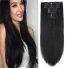 Extensões de cabelo FAAAL 22 Clip em cabelo humano 200g Jet Black