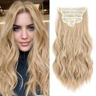 Extensões de cabelo: Fliace, 20" de comprimento, ondulado, castanho claro, loiro, 6 unidades