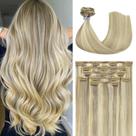 Extensões de cabelo Honsoo Clip In Virgin 45 cm 70 g 7 peças loiras