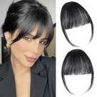 Extensões de cabelo humano com clipe ELEFOCUS Wispy Bangs Black