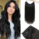 Extensões de cabelo humano Halo Wire Doupor 40cm/80g em preto natural