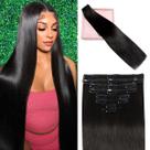 Extensões de Cabelo Humano Natural POGINJA - Clip in 50cm 100g