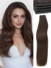 Extensões de cabelo humano WIGNEE Double Invisible PU OVO 100% Remy, trama, extensões de cabelo castanho, 2 peças de 18 polegadas, sem cola, Genius Micro Bead, extensões de cabelo humano reais (2)