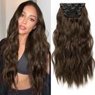 Extensões de cabelo KookaStyle Long Wavy 4 peças castanho chocolate 50 cm