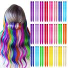 Extensões de cabelo Kyerivs 48PCS 22" Colorida Clip-in