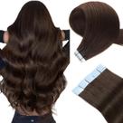 Extensões de cabelo MIBOLT Fita marrom escura em cabelo 100% humano de 18 cm