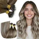 Extensões de cabelo Nano Bead RUNATURE Balayage de marrom a loiro