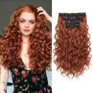 Extensões de cabelo REECHO Curly, 4 peças, clipe de 40 cm em vermelho cobre
