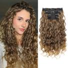 Extensões de cabelo REECHO Curly 40cm Clip em marrom escuro a claro