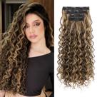 Extensões de cabelo REECHO Curly 60 cm castanho chocolate com mechas Extensões de cabelo REECHO Curly 60 cm castanho chocolate com mechas