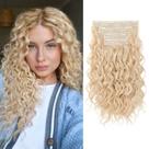 Extensões de cabelo REECHO Curly, clipe de 40 cm em 4 peças de loiro claro
