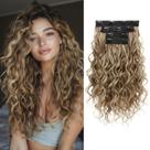 Extensões de cabelo REECHO Curly, clipe de 40 cm em 4 peças de marrom claro